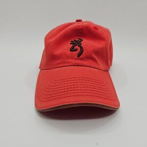 Browning Buckmark Orange Cotton Baseball Cap Hat Adjustable Buck Mark Logo Mens